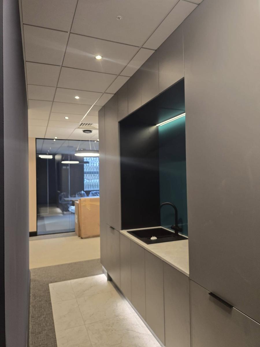 Staff kitchenette with feature LED backlighting